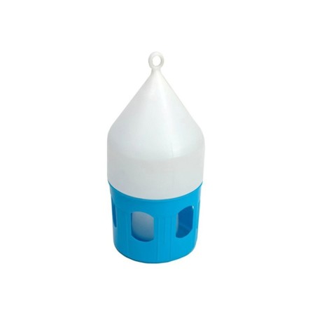 Bebedero de plástico 7l con asa y cerradura, blanco/azul
