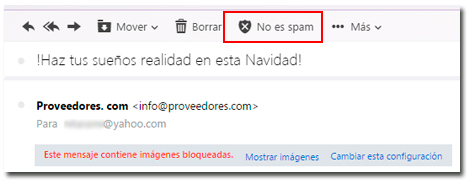 Excluir correo de spam en Yahoo