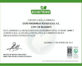 CERTIFICADO ECOEMBES. Certificado ECOEMBES.