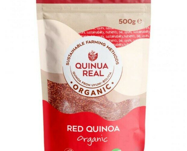Quinoa roja. Grano rojo de quinoa real de agricultura ecológica