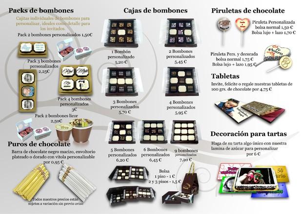 Chocolate personalizado. Variedad de productos