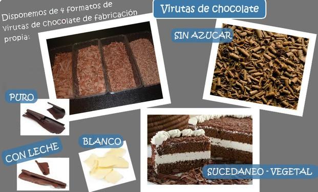 Virutas y coberturas. Virutas, coberturas y escamas de chocolate