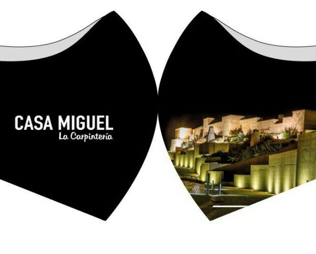 Personalizacion Restaurante 1. Mascarilla para restaurante en Murcia con la imagen de su castillo