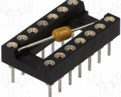 Semiconductores Garry. Zócalos: circuitos integrados; DIP14; Ráster: 2,54mm; THT; dorado