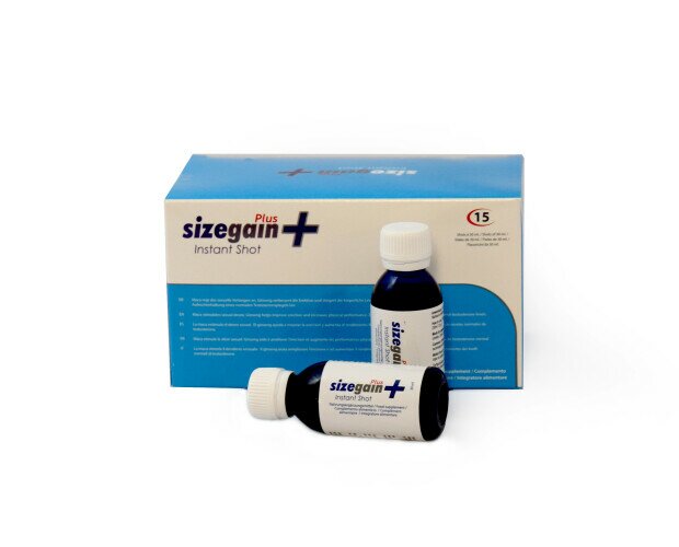 Sizegain Plus Instant Shot. complemento alimenticio en formato líquido ideal para el aumento de la virilidad