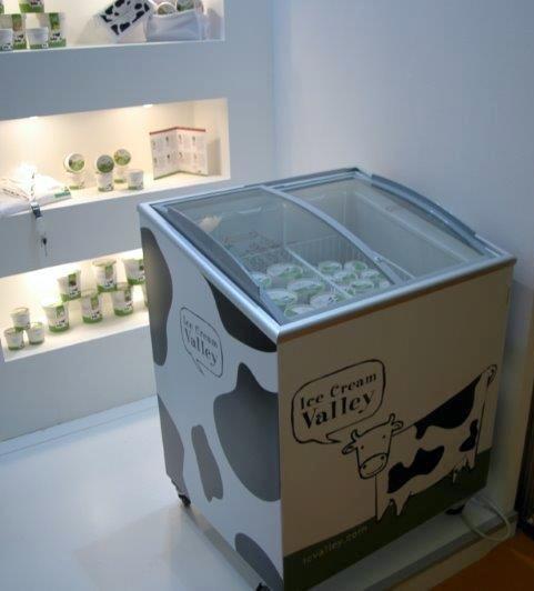 Congelador tienda. Variedad de helados