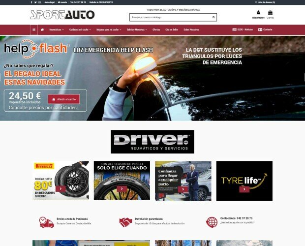 Diseño web. Diseño de una tienda online para una empresa del sector automovilístico.