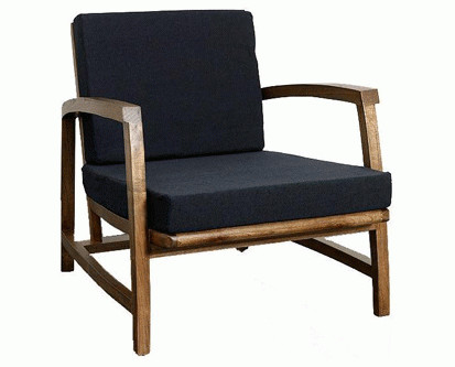 Armchair 133. Fabricado en nogal americano natural, marco madera maciza, asiento y respaldo tela 85% wool y 15% nylon negro, espuma inyeccion