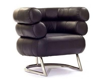 Bibendum Chair. Inspirado en un diseño de Eileen Gray. Realizado en acero cromo tubular, asiento, brazo y respaldo en piel italiana