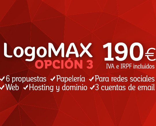190€: LogoMAX. Logotipo + Diseño de papelería + Adaptación a Redes Sociales + Web de Contacto