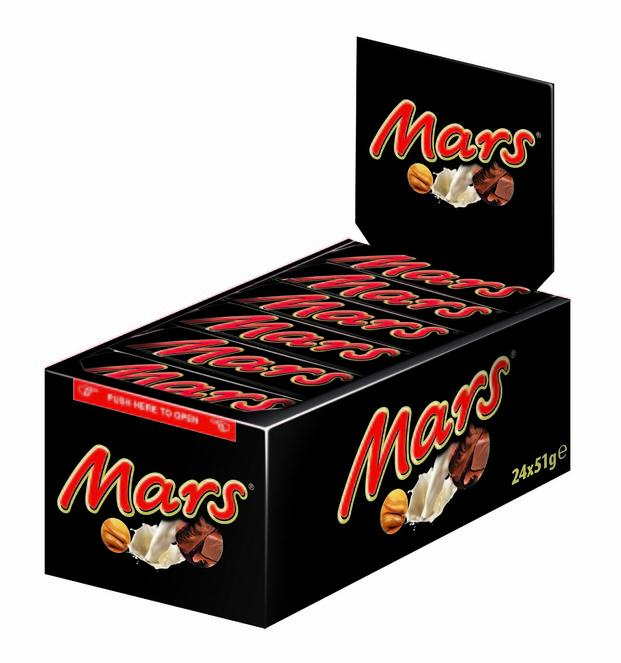 Mars. Barrita de chocolate con leche malteada y caramelo