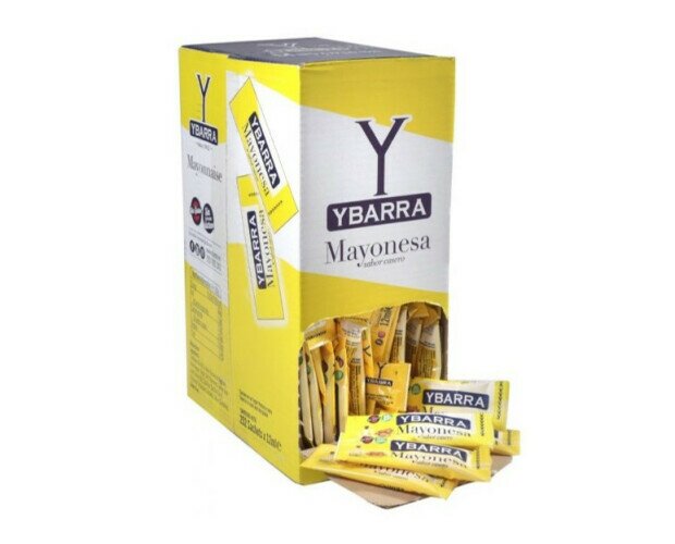 Mayonesa Ybarra monodosis. Caja de mayonesa en sobre monodosis