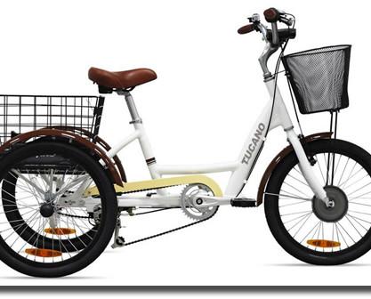 Triciclo Eléctrico. Posibilidad de pedirlo con motor en la rueda delantera o motor central en el eje pedalier.