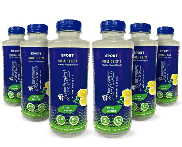 Artio Sport Limón. Bebida isotónica elaborada con agua de mar mezclada con agua mineral natural y zumo.