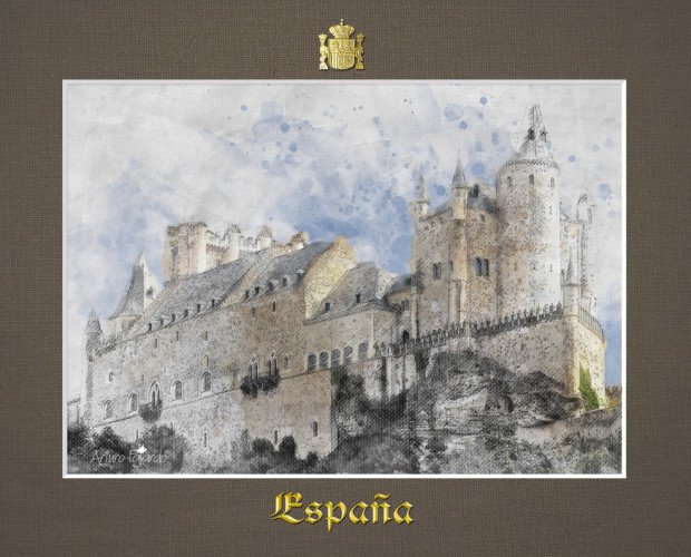 Alcazar de Segovia. Muestra de la amplia colleccion de arquitectura historica en presentacion souvenir.