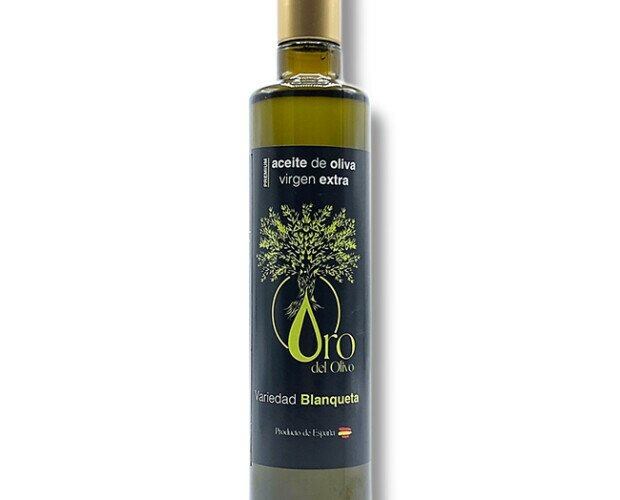 AOVE Premium Blanqueta . Presenta un aroma a aceitunas verdes, manzana verde, almendras y alcachofas