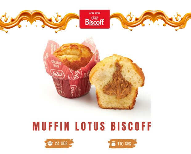 Muffin Lotus Biscoff. Mas de 20 tipos de muffins con rellenos abundantes y deliciosos.