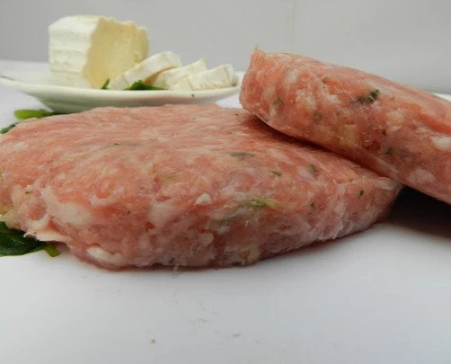 Queso de Cabra. Hamburguesa elaborada con carne de lomo de cerdo y un toque de queso de cabra