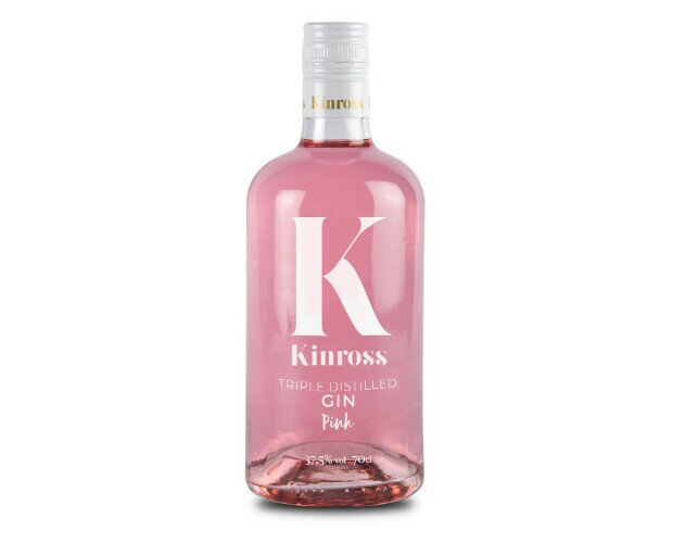 Kinross Gin Pink. Kinross Pink es una ginebra Triple destilada, 40% Vol.