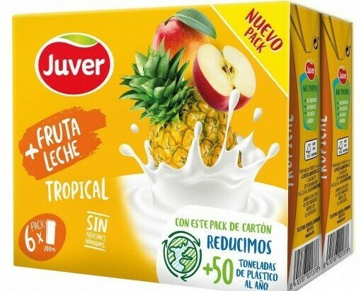 Zumo tropical. Zumos Juver tropical de fruta + leche