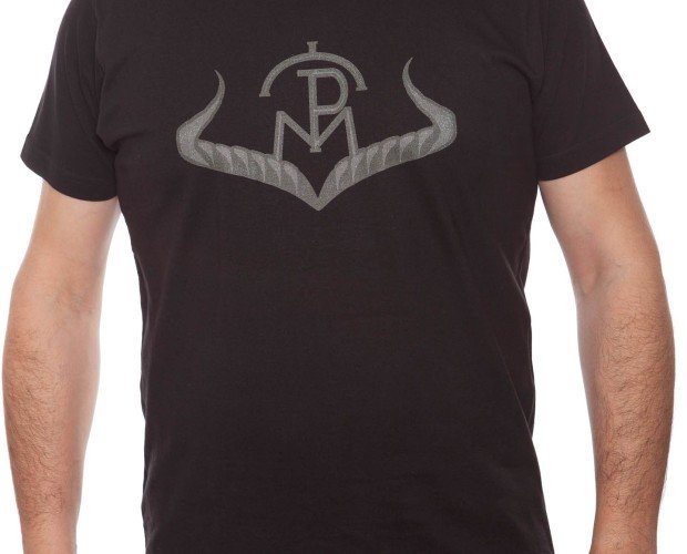 Camiseta España Negra. Logo Liso Negro