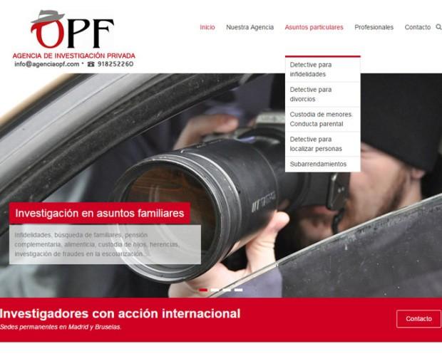 Agencia-OPF-detectives. Diseño web