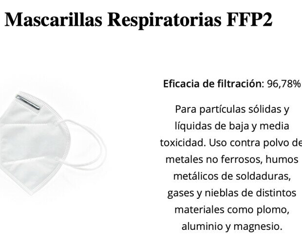 Mascarillas FFP2. Filtracion bacteriana 96.78% Fabricadas en españa Personalizables. Consultenos