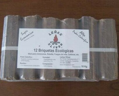 12 briquetas ecológicas. 12 briquetas ecológicas. Paquete de 9 Kg.