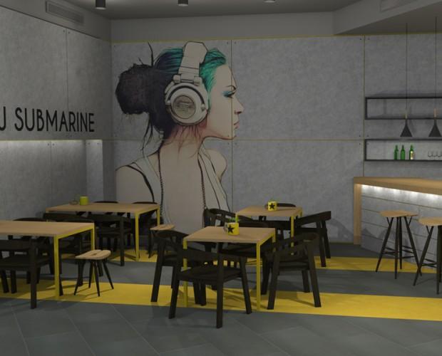 Diseño cafeteria. Proyecto interiorismo para Coffe & music bar.