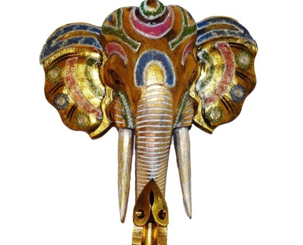 Máscara elefante dorada. Detalles especiales