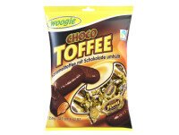 Caramelos. Toffee aromatizado con caramelo cubierto con chocolate.