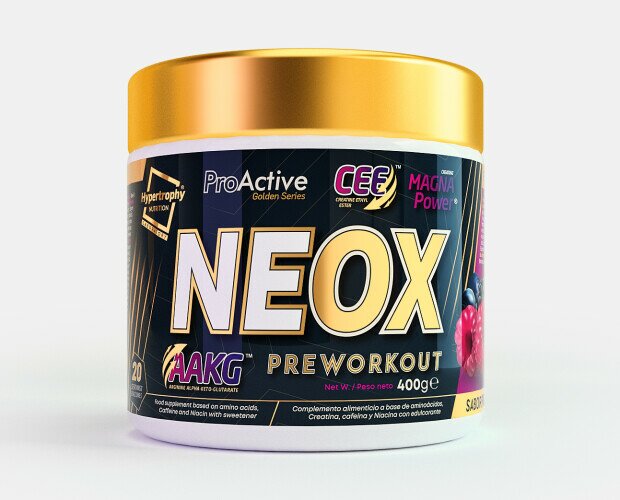 NEOX PRE WORKOUT 400 gr. Aumenta al máximo la producción de óxido nítrico y la congestión muscular.
