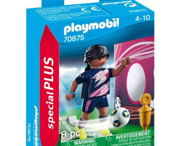 Playmobil futbolista. Figura de futbolista con accesorios. Incluye 8 piezas