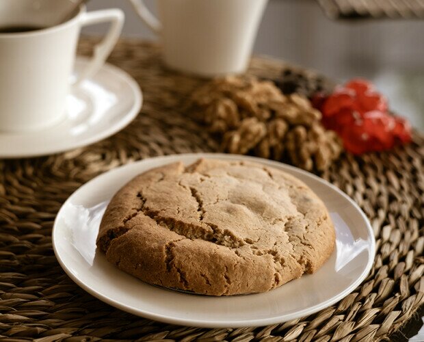 Cookie sin gluten Manacel. Nuestras cookies XXL son un buen complemento para acompañar con café.