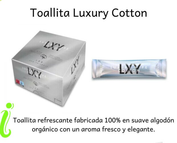 Toallita refrescante Luxury Cotton. Toallita refrescante Luxury Cotton con aroma fresco y elegante.