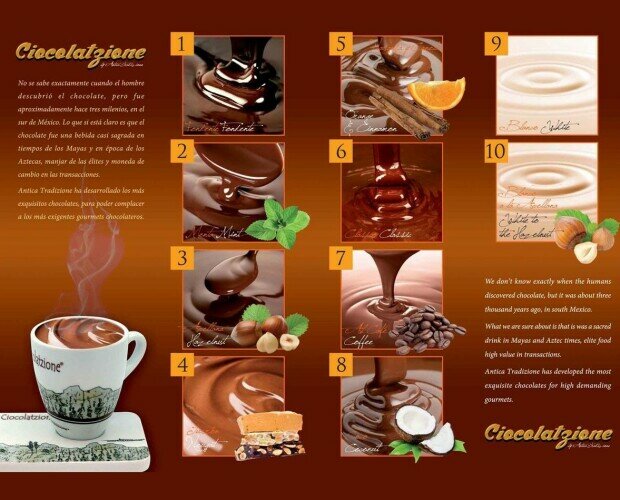 Chocolate a la Taza.Diez sabores diferentes de chocolate a la taza
