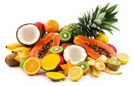 Frutas tropicales. Mango, papaya, palta, piña, banana