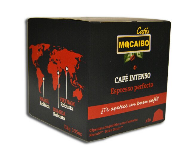 Café intenso. Café intenso compatible con sistema Dolce Gusto. Caja de 16 cápsulas.