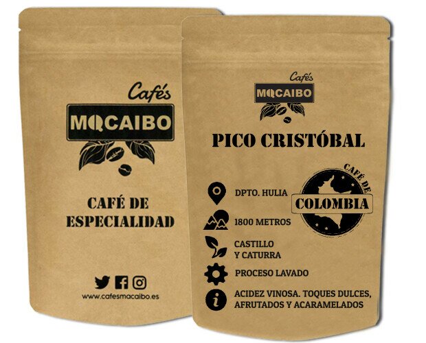 Café Especialidad colombiano. Paquete de medio kilo de café de especialidad Pico Cristóbal