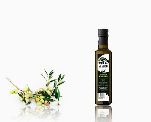 Les Cabanes 250ml. Aceite de oliva virgen extra Les Cabanes. Botella de cristal 250 ml.