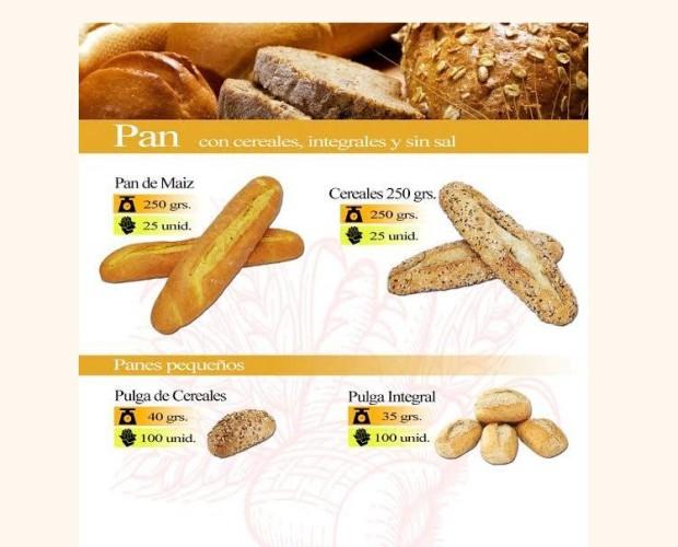 Panes. Pan con cereales, integrales y sin sal
