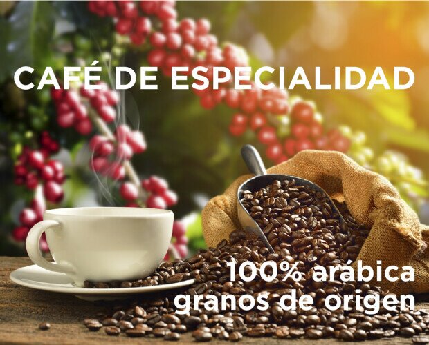 Café de especialidad. Café 100% arábica. Granos de origen