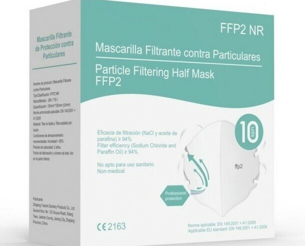 Mascarillas Respiratorias FFP2. Marcado CE En 149:2001 + A1:2009. No reutilizable NR Blanco
