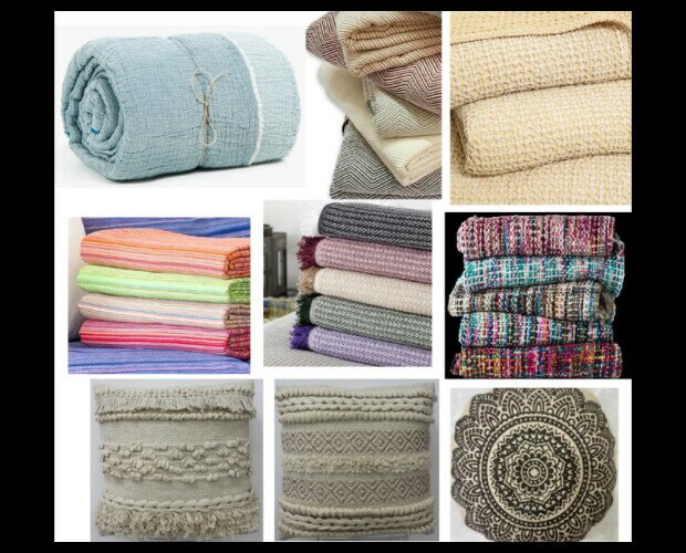 Textil para el hogar. Variedad de productos de textil del hogar