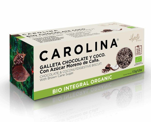 Galleta Bio Organic. Digestive Chocolate y Coco. Endulzada con azúcar moreno de caña