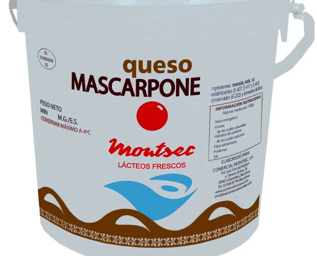 Mascarpone. Queso Mascarpone en cubo de 2kg o en tarrina de 500g