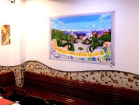 Decoración para Hostelería. Pintura salón restaurante con vistas a parc Guell.