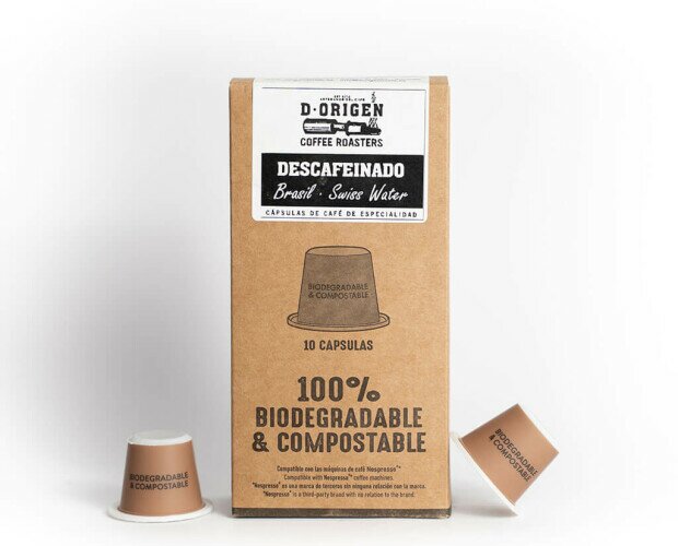 Café descafeinado. Cápsulas 100% biodegradables y compostables