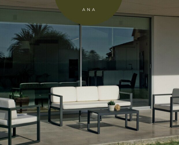 Conjunto de sofá exterior 3 plazas. Elegante y moderno conjunto de sofá exterior de aluminio.