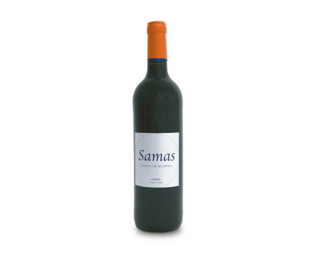 Vino Samas. Elaborado con uvas: sabernet sauvignon, merlot y samsó